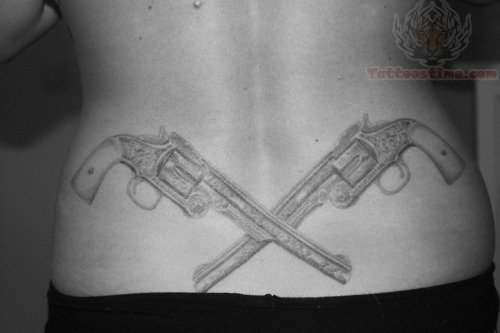 Pistols Tattoos On Lower Back